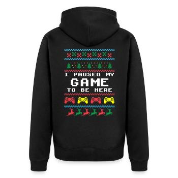 Paused My Game Weihnachten Familie Santa Geschenk - Unisex Premium Bio Zip Hoodie - Schwarz - Hinten - Nico (187cm)