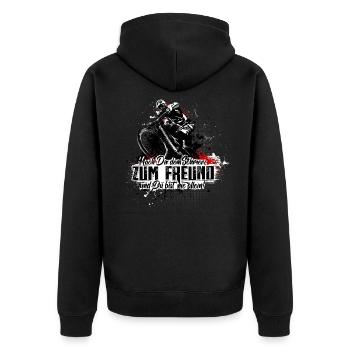Mountain bikers - make pain a friend - Unisex Premium Organic Zip Hoodie - black - Back - Nico (187cm)