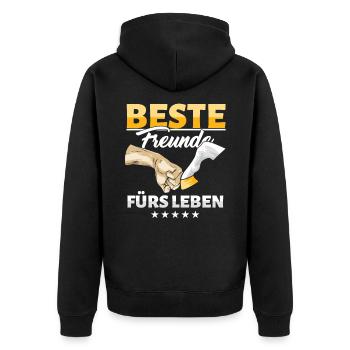 Beste Freunde Pferd Pferde Reiten Reiter Geschenk - Unisex Premium Bio Zip Hoodie - Schwarz - Hinten - Nico (187cm)