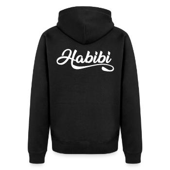 Habibi - Unisex Premium Bio Zip Hoodie - Schwarz - Hinten - Nico (187cm)
