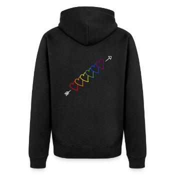 Pfeil Regenbogen LGBT - Unisex Premium Bio Zip Hoodie - Schwarz - Hinten - Nico (187cm)