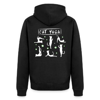 Cat yoga cat cats pet purr gift - Unisex Premium Organic Zip Hoodie - black - Back - Nico (187cm)