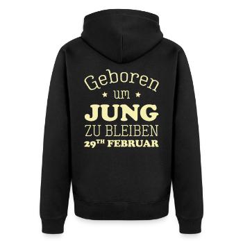 Leap year 29th February 29th birthday present - Unisex Premium Organic Zip Hoodie - black - Back - Nico (187cm)