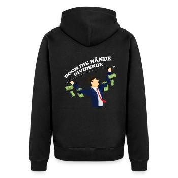 Hoch Die Hände Dividende Aktien Finanzen Geschenk - Unisex Premium Bio Zip Hoodie - Schwarz - Hinten - Nico (187cm)