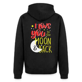 I Love You To The Moon And Back Liebe Geschenk - Unisex Premium Bio Zip Hoodie - Schwarz - Hinten - Nico (187cm)
