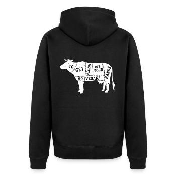 Go Vegan Vegan Vegetarian Meatless Gift - Unisex Premium Organic Zip Hoodie - black - Back - Nico (187cm)