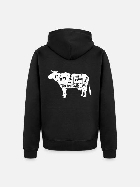 Idź wegański wegański wegetariański prezent bezmięsny - Ekologiczna rozpinana bluza z kapturem Premium unisex - czarny
