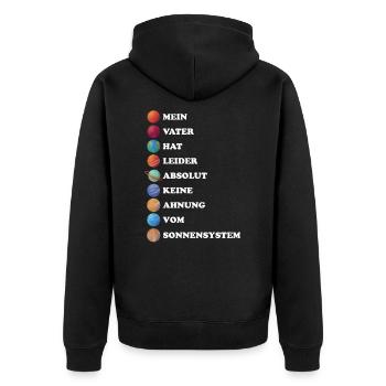 Sonnensystem Planet Planeten Weltraum Geschenk - Unisex Premium Bio Zip Hoodie - Schwarz - Hinten - Nico (187cm)