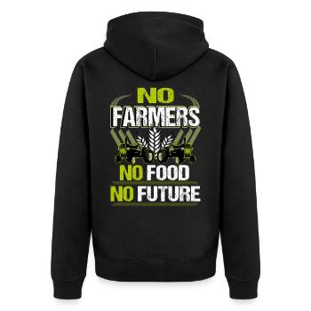 Bauern Demo Protest No Farmers No Food No Future - Unisex Premium Bio Zip Hoodie - Schwarz - Hinten - Nico (187cm)