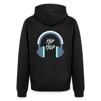 Hip hop bat cadeau de musique de danse break écouteurs - Veste à capuche bio Premium Unisexe - noir - Dos - Nico (187cm)