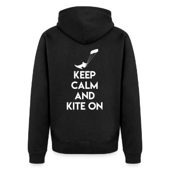 Keep Calm And Kite On Kiten Kite Surfer Gift - Unisex Premium Organic Zip Hoodie - black - Back - Nico (187cm)