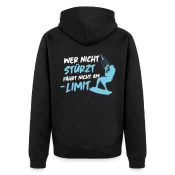 Kitesurfen Surfer Kite Surfen Kiten Surf Geschenk - Unisex Premium Bio Zip Hoodie - Schwarz - Hinten - Nico (187cm)