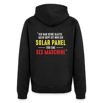 Ich Hab Keine Glatze Solar Panel Kahl Geschenk - Unisex Premium Bio Zip Hoodie - Schwarz - Hinten - Nico (187cm)