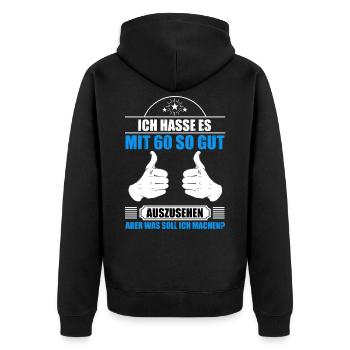 Mit 60 So Gut Aussehen 1960 60 Jahre Geschenk Jahr - Unisex Premium Bio Zip Hoodie - Schwarz - Hinten - Nico (187cm)