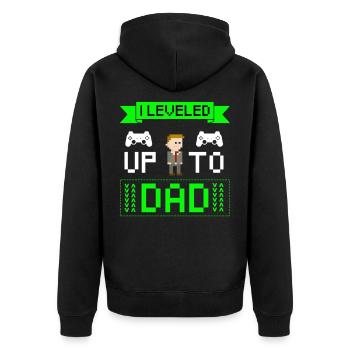 Leveled Up To Dad Vater Vatertag Papa Geschenk - Unisex Premium Bio Zip Hoodie - Schwarz - Hinten - Nico (187cm)