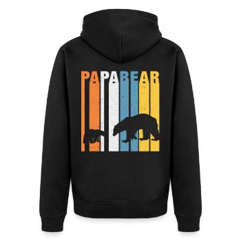 Papabear Vater Vati Papa Tochter Sohn Geschenk - Unisex Premium Bio Zip Hoodie - Schwarz - Hinten - Nico (187cm)