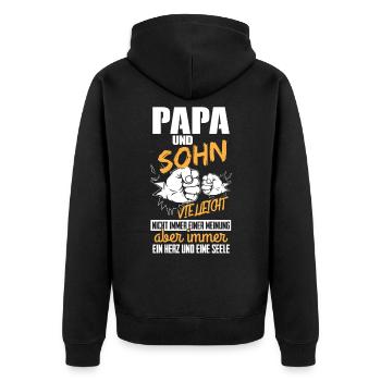 Papa und Sohn Geschenk Geburtstag Vatertag Cool - Unisex Premium Bio Zip Hoodie - Schwarz - Hinten - Nico (187cm)