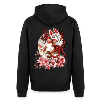 Femme Manga Oni Renard - Veste à capuche bio Premium Unisexe - noir - Dos - Nico (187cm)