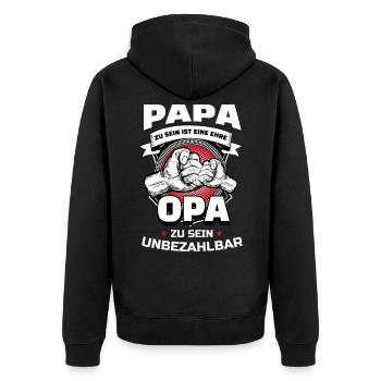 Papa Zu Sein Ist Eine Ehre Opa Zu Sein Unbezahlbar - Unisex Premium Bio Zip Hoodie - Schwarz - Hinten - Nico (187cm)