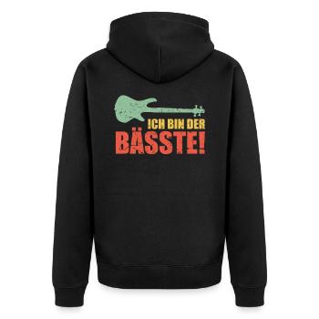 ICH BIN DER BÄSSTE bestes Bassist Geschenk lustig - Unisex Premium Bio Zip Hoodie - Schwarz - Hinten - Nico (187cm)