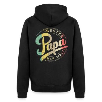 Best Dad in the World Gift Father's Day Birthday - Unisex Premium Organic Zip Hoodie - black - Back - Nico (187cm)