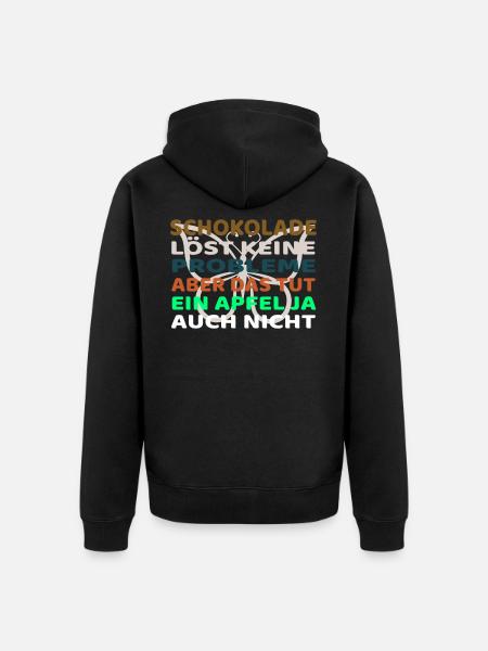 Schokolade löst keine Probleme - Unisex Premium Bio Zip Hoodie - Schwarz