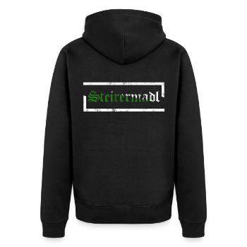 Steirermadl Steiermark Steirer Steirerin Geschenk - Unisex Premium Bio Zip Hoodie - Schwarz - Hinten - Nico (187cm)