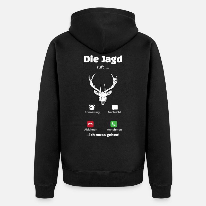 Jagd ruft Geschenk Jäger - Unisex Premium Bio Zip Hoodie - Schwarz