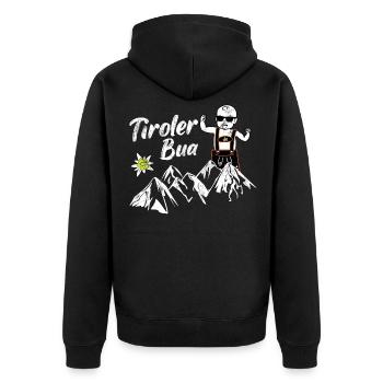 Tiroler Bua Österreich Berge Geschenkidee Tirol - Unisex Premium Bio Zip Hoodie - Schwarz - Hinten - Nico (187cm)