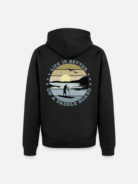 SUP - Life is better on a paddle board (men) - Unisex Premium Organic Zip Hoodie - black