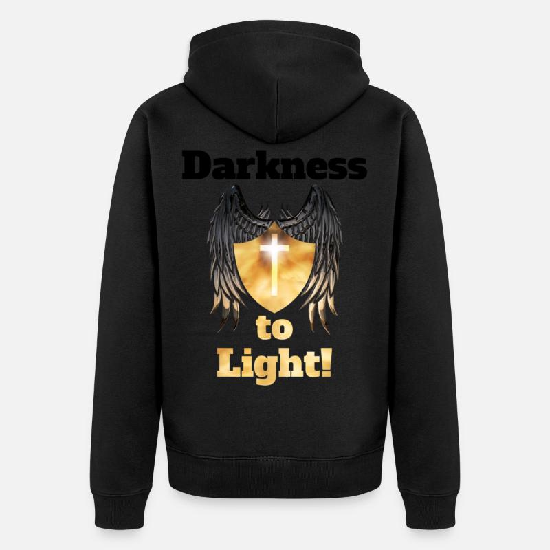 De l'obscurité à la lumière! - Veste à capuche bio Premium Unisexe - noir