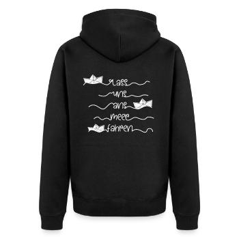 Lass Uns Ans Meer Fahren Urlaub Sommer Geschenk - Unisex Premium Bio Zip Hoodie - Schwarz - Hinten - Nico (187cm)