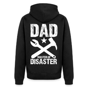 Vater der Katastrophe Master of Disaster Geschenk - Unisex Premium Bio Zip Hoodie - Schwarz - Hinten - Nico (187cm)