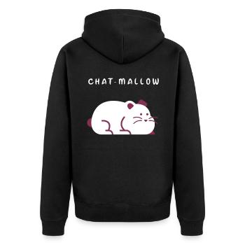 T-Shirt Katzen Chat-Mallow Humor Geschenk - Unisex Premium Bio Zip Hoodie - Schwarz - Hinten - Nico (187cm)