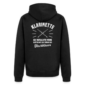 Klarinettenspieler Geschenk Klarinettist Klarinett - Unisex Premium Bio Zip Hoodie - Schwarz - Hinten - Nico (187cm)