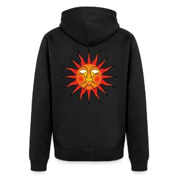 Folk Horror / Wicker Man Sun Sigil - Unisex Premium Organic Zip Hoodie - black - Back - Nico (187cm)