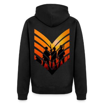 Soldats au coucher du soleil cadeau armée militaire - Veste à capuche bio Premium Unisexe - noir - Dos - Nico (187cm)