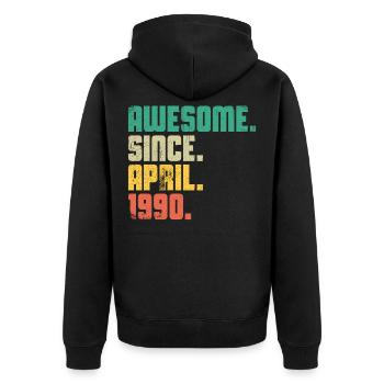 Awesome Since April 1990 - Unisex Premium Organic Zip Hoodie - black - Back - Nico (187cm)