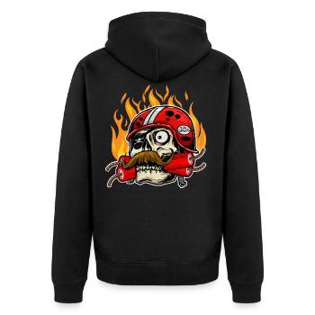 Motorsport Skull Motorcyclist - Unisex Premium Organic Zip Hoodie - black - Back - Nico (187cm)