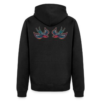 Deux hirondelles cadeau espoir amour tatouage amusant - Veste à capuche bio Premium Unisexe - noir - Dos - Nico (187cm)
