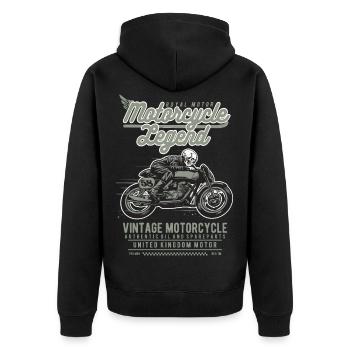 Motorcycle legend skull motorcycle gift - Unisex Premium Organic Zip Hoodie - black - Back - Nico (187cm)