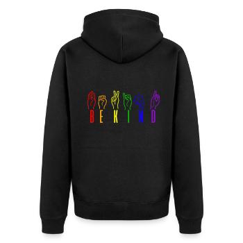 Be Kind Love Rainbow Gay and Lesbian LGBT Pride - Unisex Premium Bio Zip Hoodie - Schwarz - Hinten - Nico (187cm)