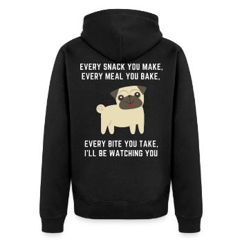 Dogs funny saying design for pug friends - Unisex Premium Organic Zip Hoodie - black - Back - Nico (187cm)