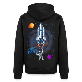 Lustiger Astronaut Spaceman Raumschiff Geschenk - Unisex Premium Bio Zip Hoodie - Schwarz - Hinten - Nico (187cm)