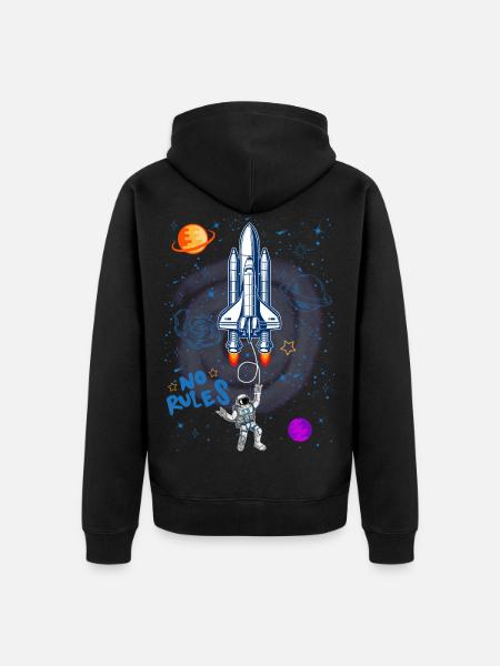 Funny astronaut spaceman spaceship gift - Unisex Premium Organic Zip Hoodie - black