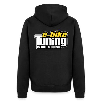 E-Bike Tuning Is Not A Crime Ebike EMTB MTB Tuner - Unisex Premium Organic Zip Hoodie - black - Back - Nico (187cm)