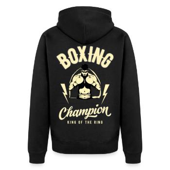 Boxing Champion Box-Sport Kampfsport Geschenk - Unisex Premium Bio Zip Hoodie - Schwarz - Hinten - Nico (187cm)