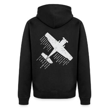 Flugzeug-Pilot Phonetisches Alphabet Geschenk - Unisex Premium Bio Zip Hoodie - Schwarz - Hinten - Nico (187cm)