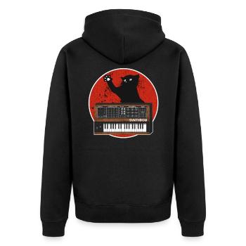 Analog Synthesizer Cat Retro Japan Synths Gift - Unisex Premium Organic Zip Hoodie - black - Back - Nico (187cm)