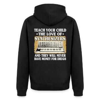 Funny Analog Synthesizer Quote Synths Modular ADSR - Unisex Premium Organic Zip Hoodie - black - Back - Nico (187cm)